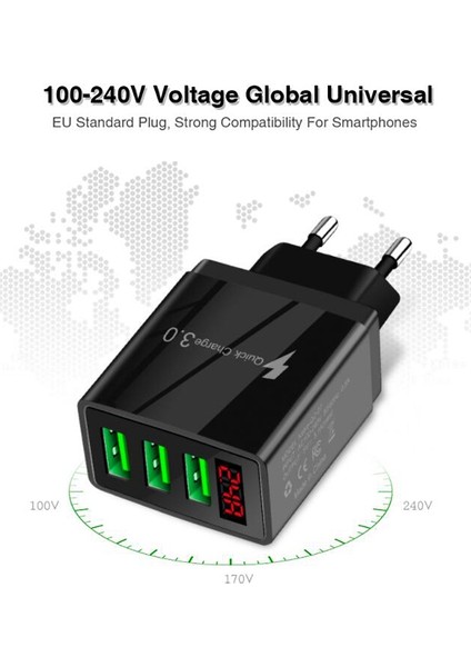 5V 3.1A Şarj Cihazı 3usb Dijital Ekran Hızlı Şarj Şarj Cihazı Akıllı Telefon Şarj Adaptörü iPhone Xiaomi Samsung Için (Ingiltere Tak) (Yurt Dışından) fırsatları