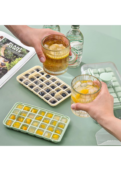 Kapaklı ve Kutulu Buz Küpü Tepsisi - Kolay Çıkarılabilen 2 Katlı Mini Buz Tepsileri - Çeşitli Içecekler ve Kendin Yap Için 56 Pcs Buz Küpü Kalıbı ve Buz Kaşığı Içerir (Yurt Dışından) fiyatları