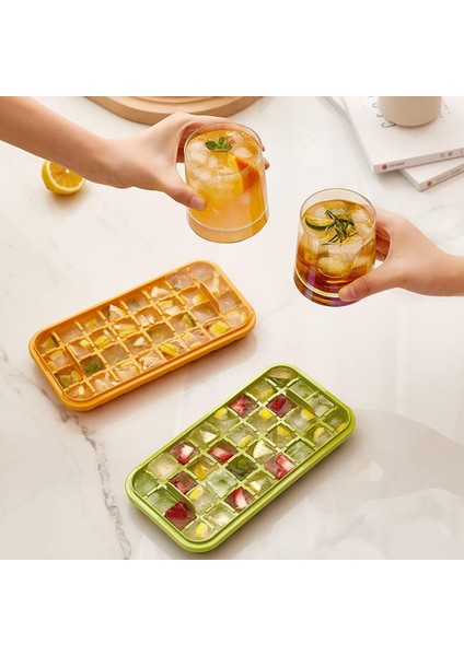 Dondurucu Için Kapaklı Ice Cube Tepsisi 64 Nuggets Kapaklı ve Hazneli Silikon Ice Cube Tepsisi, Dondurucu Için Ice Cube Kalıpları, Viski Için, Kokteyl Tek Tuşa Basma Sarı (Yurt Dışından) fiyatları