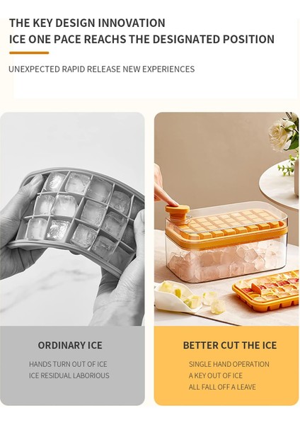 Dondurucu Için Kapaklı Ice Cube Tepsisi 64 Nuggets Kapaklı ve Hazneli Silikon Ice Cube Tepsisi, Dondurucu Için Ice Cube Kalıpları, Viski Için, Kokteyl Tek Tuşa Basma Sarı (Yurt Dışından) modelleri