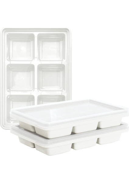 Buz Küpü Tepsisi, Buz Tepsisi, Kapaklı Küçük Buz Küpü Tepsileri, Dondurucu Için Buz Tepsileri 6 Küp, Istiflenebilir, Kolay Çıkarılabilir, Bpa Içermez, 2 Paket (Yurt Dışından)