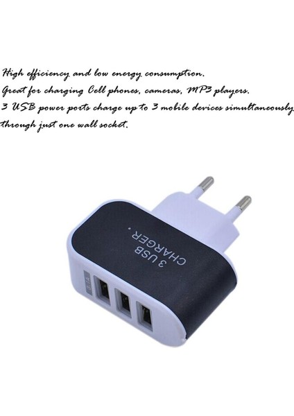 Üçlü USB Bağlantı Noktası Ev Seyahat Şarj Cihazı Adaptörü Akıllı Şarj Kafası (Yurt Dışından) modelleri