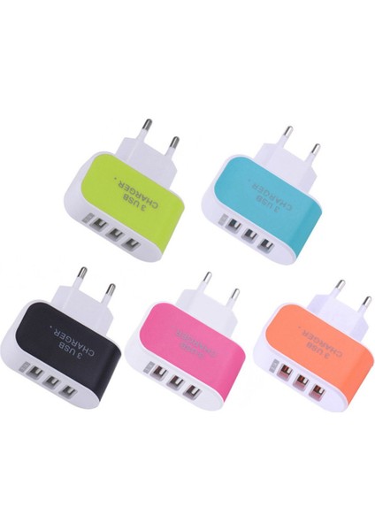 Üçlü USB Bağlantı Noktası Ev Seyahat Şarj Cihazı Adaptörü Akıllı Şarj Kafası (Yurt Dışından) indirimleri