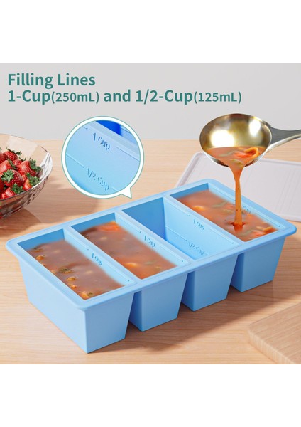 Çorba Küpü Için Silikon Dondurucu Tepsisi: Et Suyu Sosu Saklamak Için Silikon Dondurma Tepsisi - 125ML 250ML Çorbalı Kısmı Dondurun (Yurt Dışından) fiyatları