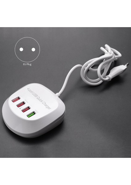 Seyahat Şarj Adaptörü 4 Portlu USB Duvar Şarj Cihazı, Akıllı Telefonlar Için Qc 3.0 Hızlı Şarj Telefon Aksesuarları, Ab Tak (Yurt Dışından)