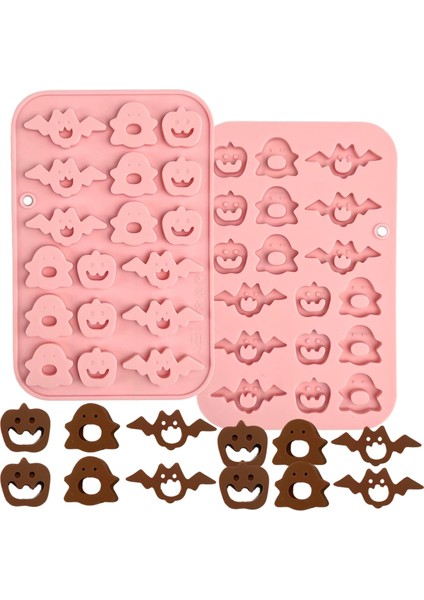 Cadılar Bayramı Şeker Kalıbı-1 Adet 18 Kavite Mini Cadılar Bayramı Çikolata Kalıp, Balkabağı, Hayalet, Cadılar Bayramı Mini Şeker Için Yarasa-Silikon Kalıp. (Yurt Dışından)