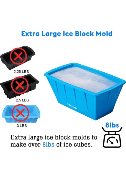 Ekstra Büyük Buz Küpü Tepsisi, Soğuk Dalma Veya Soğutucular Için 8 Lbs Buz Bloğu, Buz Banyosu Soğutucu Için Yeniden Kullanılabilir ve Kalınlaştırılmış Silikon Buz Tepsisi, 1'li Pak (Yurt Dışından) fırsatları