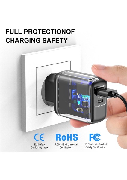 Ukgo Pd 30W 2 Port Ab Abd Ingiltere Tak Hızlı Şarj Adaptörü iPhone 12 11 Samsung Xiaomi Huawei Qc 3.0 Cep Telefonu Hızlı Şarj Cihazı (Yurt Dışından) modelleri