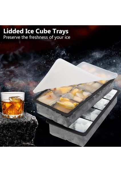 Büyük Buz Küpü Kalıbı, Kapaklı Silikon Buz Küpü Tepsisi, 2 Inç Kare Dondurucu Için 8 Büyük Yeniden Kullanılabilir Buz Küpü Makinesi, Kokteyl ve Viski, Bpa Içermez, Gıda Sınıfı, Kol (Yurt Dışından) modelleri