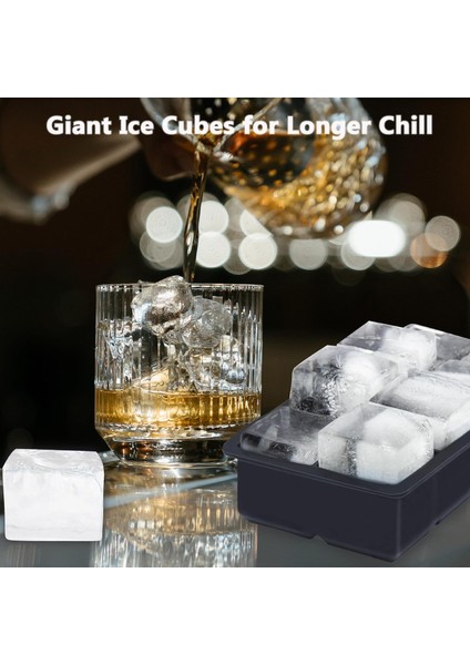 Büyük Buz Küpü Kalıbı, Kapaklı Silikon Buz Küpü Tepsisi, 2 Inç Kare Dondurucu Için 8 Büyük Yeniden Kullanılabilir Buz Küpü Makinesi, Kokteyl ve Viski, Bpa Içermez, Gıda Sınıfı, Kol (Yurt Dışından) indirimleri