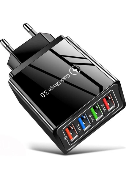 4 USB 3A Şarj Cihazı Hızlı Şarj Taşınabilir Duvar Mobil Şarj Cihazı (Yurt Dışından)