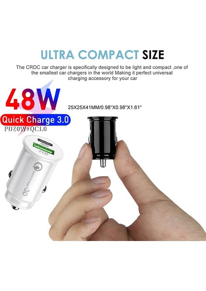 48W Çift USB Pd Araç Şarj Cihazı Qc 3.0 Mini Telefon Şarj Cihazı iPhone 12 Pro Max Xiaomi Samsung Çift USB Tip-C Şarj Cihazı (Yurt Dışından) indirimleri