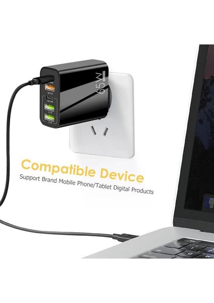 65W USB Tip C Şarj Cihazı USB Hızlı Şarj 3.0 5 Port Cep Telefonu Hızlı Pd Şarj Adaptörü IPHONE14 13 Pro Max Samsung Için (Yurt Dışından) modelleri