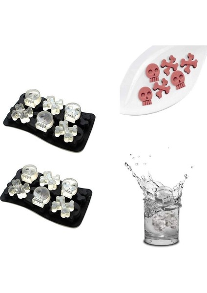Cadılar Bayramı Için Şeker Çikolatalı Kek Pişirme Için 3D Kafatası ve Kemikler Küçük Silikon Kalıplar, Viski Kokteyli Için 2 Pcs Korsan Partisi Buz Küpü Tepsileri, Dıy Banyo Bombas (Yurt Dışından)