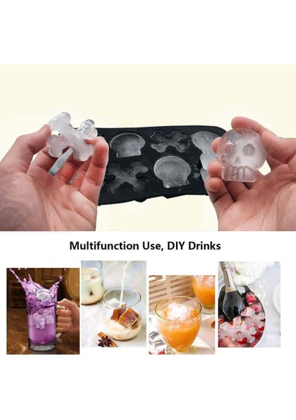 Cadılar Bayramı Için Şeker Çikolatalı Kek Pişirme Için 3D Kafatası ve Kemikler Küçük Silikon Kalıplar, Viski Kokteyli Için 2 Pcs Korsan Partisi Buz Küpü Tepsileri, Dıy Banyo Bombas (Yurt Dışından) fırsatları
