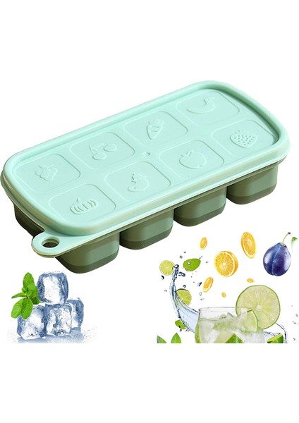 Stanleys Için Buz Küpü Tepsisi, Kapaklı Silikon Buz Küpü Makinesi, 8 Gözlü Kare Buz Küpü Makinesi Kalıbı, Buzlu Kahve Viski Içecek Kokteyl Buz Küpü Tepsisi (Yurt Dışından)