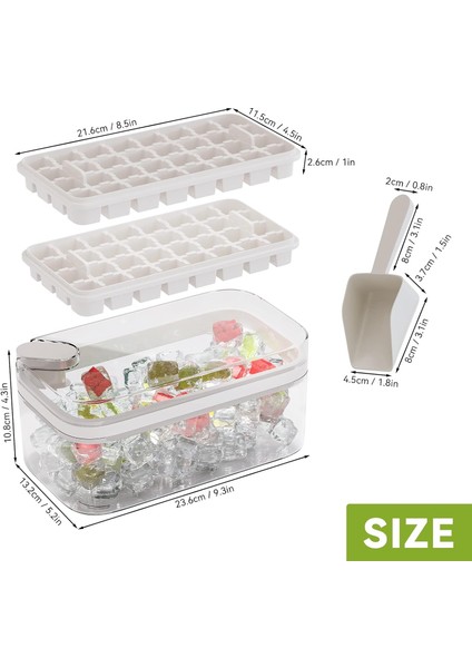 Kapaklı ve Kutulu Buz Küpü Tepsisi, 2'li Paket Silikon Buzluk Tepsisi, Buz Kaşıklı Dondurucu Için Buz Küpü Tepsileri, Viski, Kokteyl (Beyaz) (Yurt Dışından) fiyatları