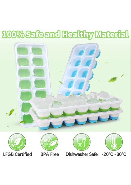 Dondurucu Için Buz Küpü Tepsileri, 4'lü Kapaklı Istiflenebilir Buz Küpü Tepsisi, Bebek Maması, Kokteyl, Kahve Için Kolay Açılan Esnek 56 Küp Silikon Buz Tepsileri (Yurt Dışından) fırsatları