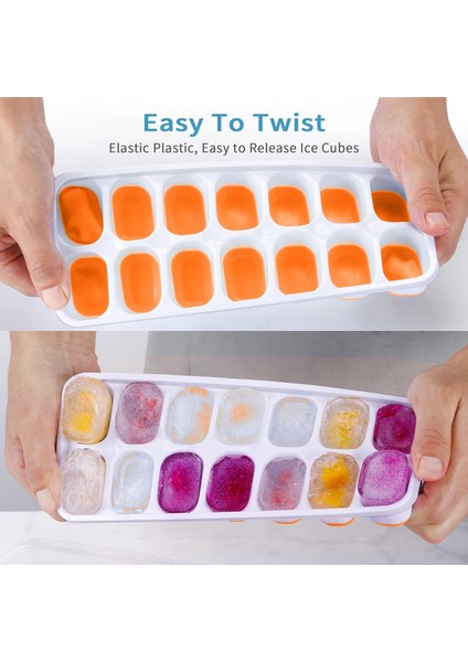 Kapaklı ve Kutulu Buz Küpü Tepsileri, Yükseltilmiş Kolay Çıkarılan Silikon ve Plastik Buz Küpü Tepsileri ve Kapaklı Dondurucu Için Buz Kabı, Buzları Taze Tut, 4'lü Paket Istifleneb (Yurt Dışından) modelleri