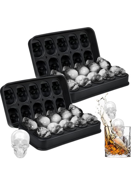 2 Paket Kafatası Buz Küpü Kalıp Silikon Kafatası Buz Yapıcı Kalıp Esnek Kafatası Buz Küpü Tepsisi Viski Pişirme Için Çikolata Şeker Reçine (Klasik, 4,3 x 7,3 Inç) (Yurt Dışından)