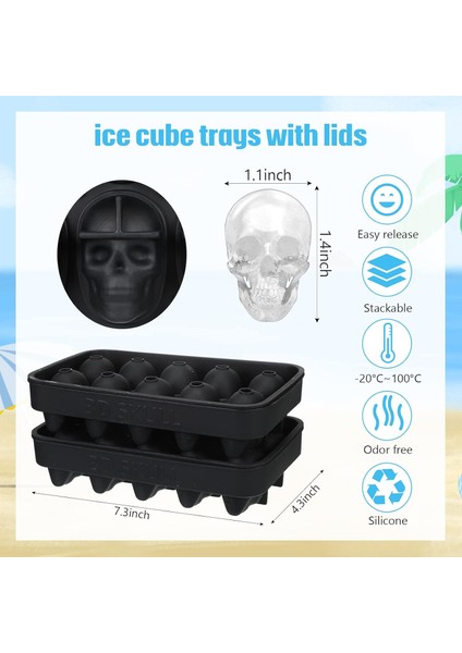 2 Paket Kafatası Buz Küpü Kalıp Silikon Kafatası Buz Yapıcı Kalıp Esnek Kafatası Buz Küpü Tepsisi Viski Pişirme Için Çikolata Şeker Reçine (Klasik, 4,3 x 7,3 Inç) (Yurt Dışından) modelleri
