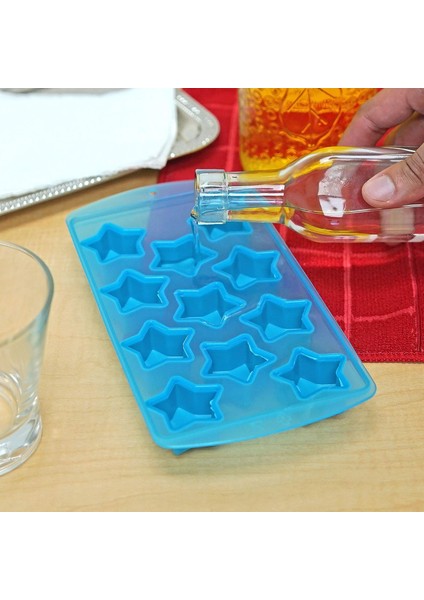 Yıldız Şekli Esnek 11 Buz Küpü Tepsi Kalıbı Mavi Kauçuk Yenilik Gag Hediye, Bir Boyut (Yurt Dışından) fırsatları