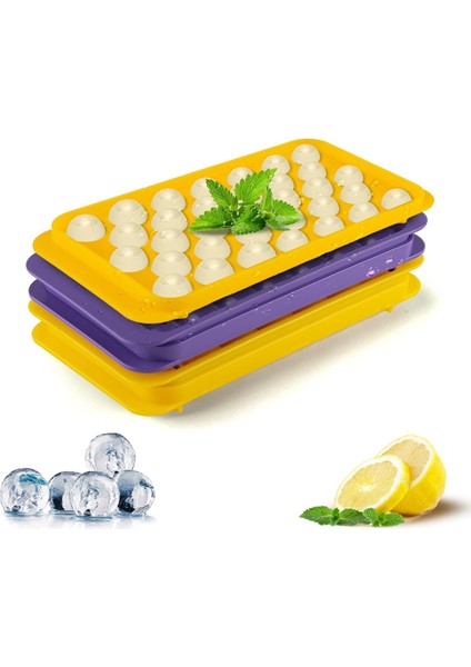 2'li Ice Cube Tepsi Seti, Dondurucu Için Ice Cube Tepsileri, 66 Pcs Buz Topu Tepsisi Oluştur, Ice Cube Kalıpları, Buz Tepsisi Şekilleri, Dairesel Ice Cube Tepsisi, Mini Ice Cube Te (Yurt Dışından)