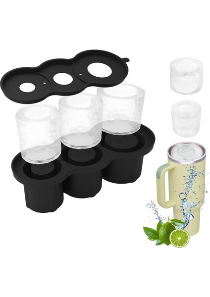 Bardak Için Buz Küpü Tepsisi, 20OZ, 30OZ, 40OZ Bardak Için Kapaklı 3 Adet Silikon Içi Boş Silindir Buz Kalıbı, Buzlu Içecek, Meyve Suyu, Viski, Kokteyl Için Buz Yapıcı, Kolay Doldu (Yurt Dışından)