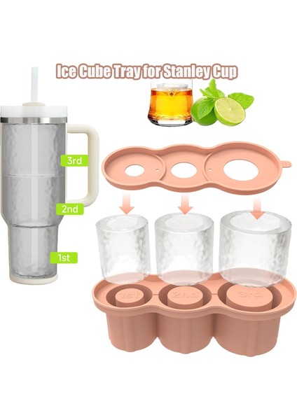 Bardak Için Buz Küpü Tepsisi, 20OZ, 30OZ, 40OZ Bardak Için Kapaklı 3 Adet Silikon Içi Boş Silindir Buz Kalıbı, Buzlu Içecek, Meyve Suyu, Viski, Kokteyl Için Buz Yapıcı, Kolay Doldu (Yurt Dışından)