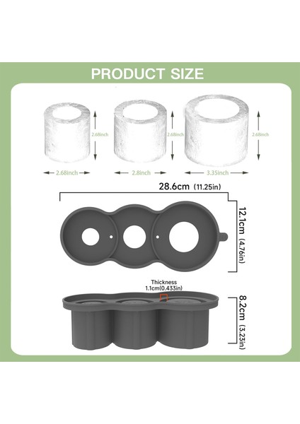 Bardak Için Buz Küpü Tepsisi, 20OZ, 30OZ, 40OZ Bardak Için Kapaklı 3 Adet Silikon Içi Boş Silindir Buz Kalıbı, Buzlu Içecek, Meyve Suyu, Viski, Kokteyl Için Buz Yapıcı, Kolay Doldu (Yurt Dışından)