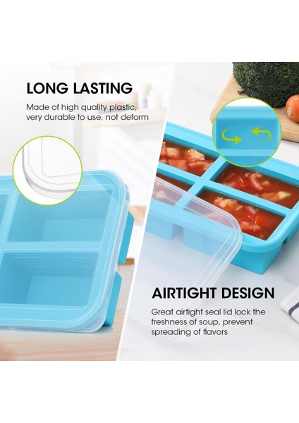 1 Fincan Kapaklı Silikon Dondurucu Tepsisi, 2 Paket Yemek Hazırlama Çorbası Dondurucu Kapları Kalıpları, Dondurulması ve Çorba, Et Suyu, Sos, Artıkları Saklamak Için Büyük Buz Küpü (Yurt Dışından) fırsatları