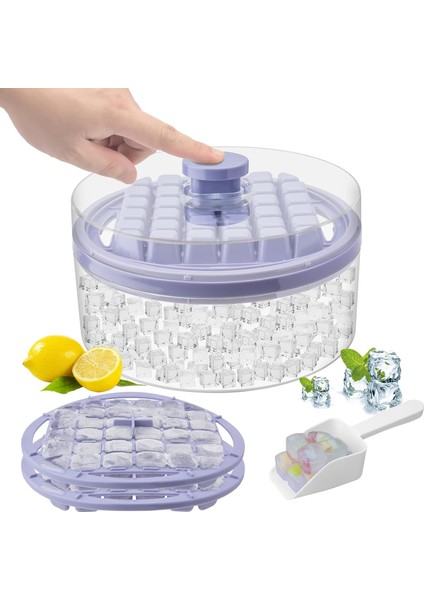 Mini Kapaklı ve Kovalı Buz Küpü Tepsileri, Dondurucu Için 64 Adet, Buz Küpü Kalıbı, Buz Kalıpları Buz Kaşığı, 2 Tepsili, Viski Kokteyl, Meyve Suyu, Kahve Için Buz Küpü Tepsi Kalıbı (Yurt Dışından)