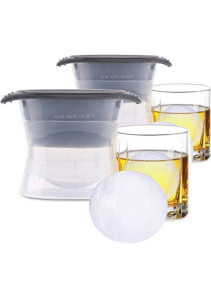 2,5 Inç Büyük Küre Buz Küpü Kalıp, 2 Adet Küre Buz Küpü Kalıp, Buz Topu Kalıbı - Viski ve Scotch Için Harika (Yurt Dışından)