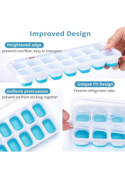 Kapaklı ve Kutulu Buz Küpü Tepsisi, Buz Saklama Kutulu Dondurucu Için 2 Paket Silikon Plastik Buz Küpü Tepsileri, Konteynerli Kolay Çıkarılan Buz Tepsileri, Istiflenebilir Buz Teps (Yurt Dışından) fiyatları