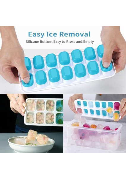 Kapaklı ve Kutulu Buz Küpü Tepsisi, Buz Saklama Kutulu Dondurucu Için 2 Paket Silikon Plastik Buz Küpü Tepsileri, Konteynerli Kolay Çıkarılan Buz Tepsileri, Istiflenebilir Buz Teps (Yurt Dışından) fırsatları