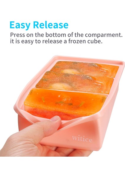 Kapaklı Silikon Dondurucu Tepsi - Silikon Dondurucu Yiyecek Kalıpları - Büyük Buzluk Tepsisi, Silikon Dondurucu Kabı, Dondur ve Sakla Çorba, Sos, Et Suyu, Artıklar - 3 Mükemmel 1 B (Yurt Dışından) fiyatları