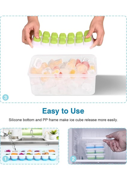 Kapaklı ve Kutulu Ice Cube Tepsi Seti - 3'lü Paket Silikon Buzluk Tepsisi U2013 Kolay Çıkarılabilir U2013 Viski, Kokteyl ve Bebek Maması Saklama Için Küçük Nugget Kalıp Buz Makin (Yurt Dışından) fırsatları