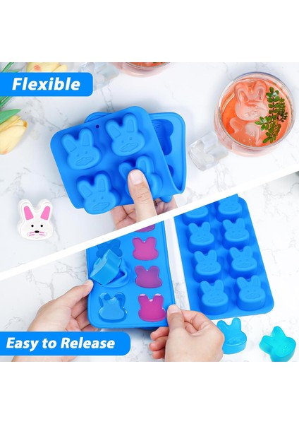 Tavşan Buz Küpü Kalıpları, Çikolata, Şeker, Buz Küpü, Cupcake Süslemeleri Için 8 Gözlü Tavşan Silikon Kalıpları, Paskalya Temalı Parti Için Harika, 2'li Paket (Yurt Dışından) fırsatları