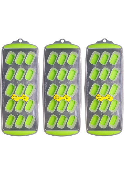 15 Dikdörtgen Küp Esnek Silikon Alttan Çıkarılabilir Buzluk (3'lü Paket, Yeşil) (Yurt Dışından)