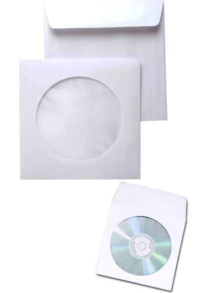 CD Zarfı Pencereli CD DVD Zarf Beyaz Zarf 10 Adet