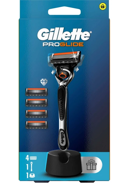 Proglide Tıraş Makinesi ve Yedek Bıçağı 4'lü + Tıraş Bıçağı Standı