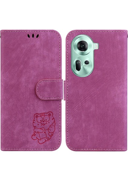 Oppo Oppo 11 5g Için Kılıf Cüzdan Kılıf Kart Cep Kabartmalı Sevimli Kaplan Flip (Yurt Dışından)