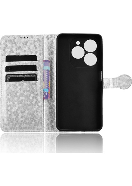 Tecno Spark 20 Manyetik Toka Geometrik Desen Deri Cüzdan Için Kılıf (Yurt Dışından)
