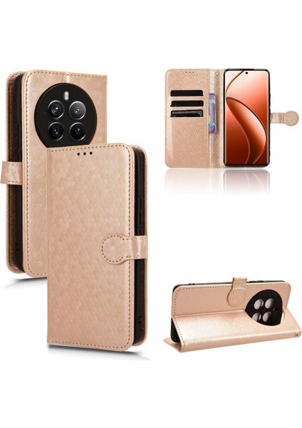 Realme 12 Artı 5g Için Geometrik Desen Deri Cüzdan Kapak Toka (Yurt Dışından)