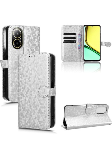 Realme C67 4g Deri Cüzdan Kapak Manyetik Toka Geometrik Için Kılıf (Yurt Dışından)