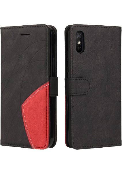 Xiaomi Redmi 9A Için Kılıf Pu Deri Kart Yuvası Standı ile Folio Kılıf Çevirin (Yurt Dışından)