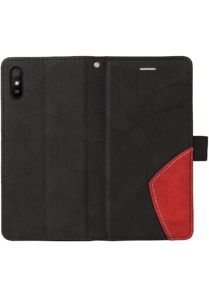Xiaomi Redmi 9A Için Kılıf Pu Deri Kart Yuvası Standı ile Folio Kılıf Çevirin (Yurt Dışından)