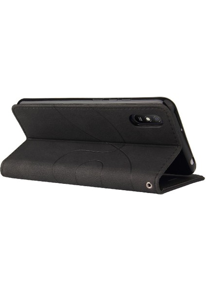 Xiaomi Redmi 9A Için Kılıf Pu Deri Kart Yuvası Standı ile Folio Kılıf Çevirin (Yurt Dışından)