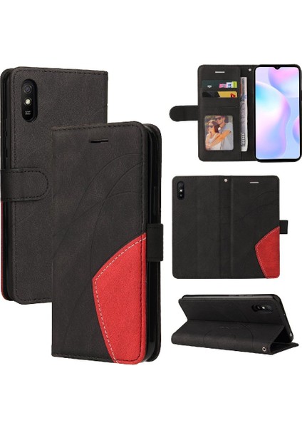Xiaomi Redmi 9A Için Kılıf Pu Deri Kart Yuvası Standı ile Folio Kılıf Çevirin (Yurt Dışından)