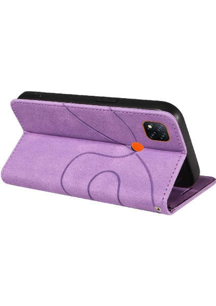 Kart Yuvası Standı Iki Renkli Dikiş Pu Flip ile Xiaomi Redmi 9c Için Kılıf (Yurt Dışından)